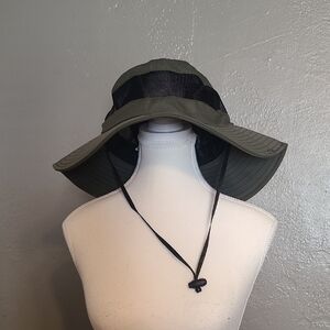 Olive Green Sun Hat with Black Mesh Band NIB 14.76 x 10 x .59 Inch